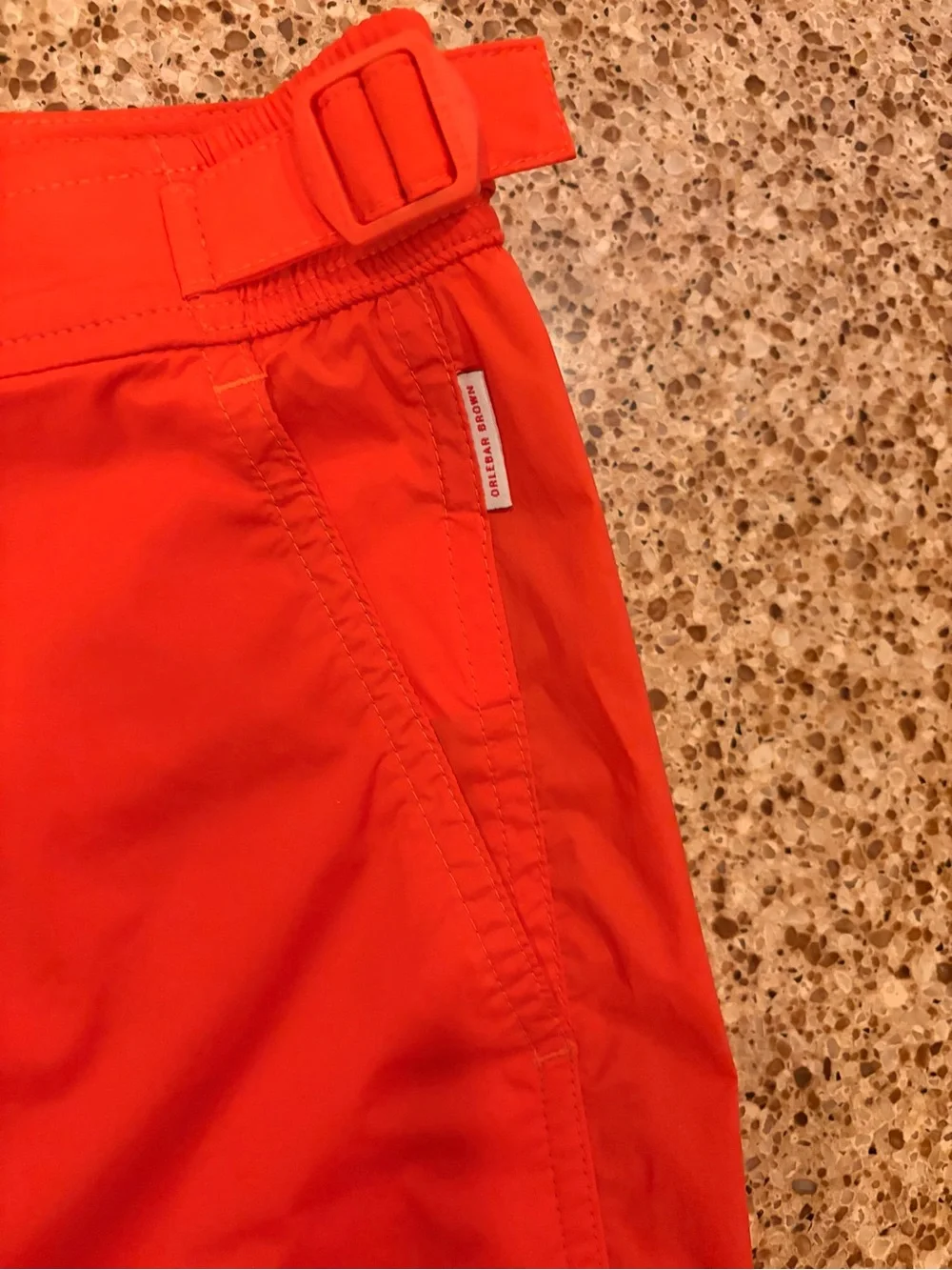 NWT Orlebar Brown Bulldog Sport Mid-Length Swim Shorts Size: 34 Color: Flame